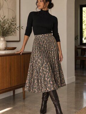 Vintage Evan Picone Silk Pleated Midi Skirt NWT Size 16 ✨